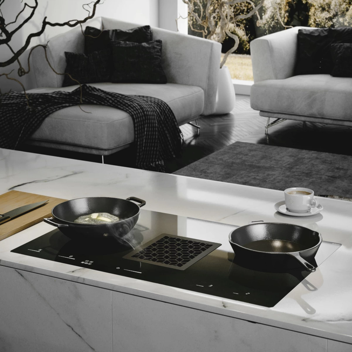 Kogeplade med indbygget emhætte|80cm|EXCELLENT|Premium line