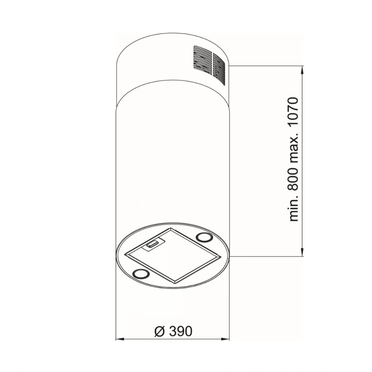Frithængende cylinder emhætte rustfrit stål| Explorer Z|Design line