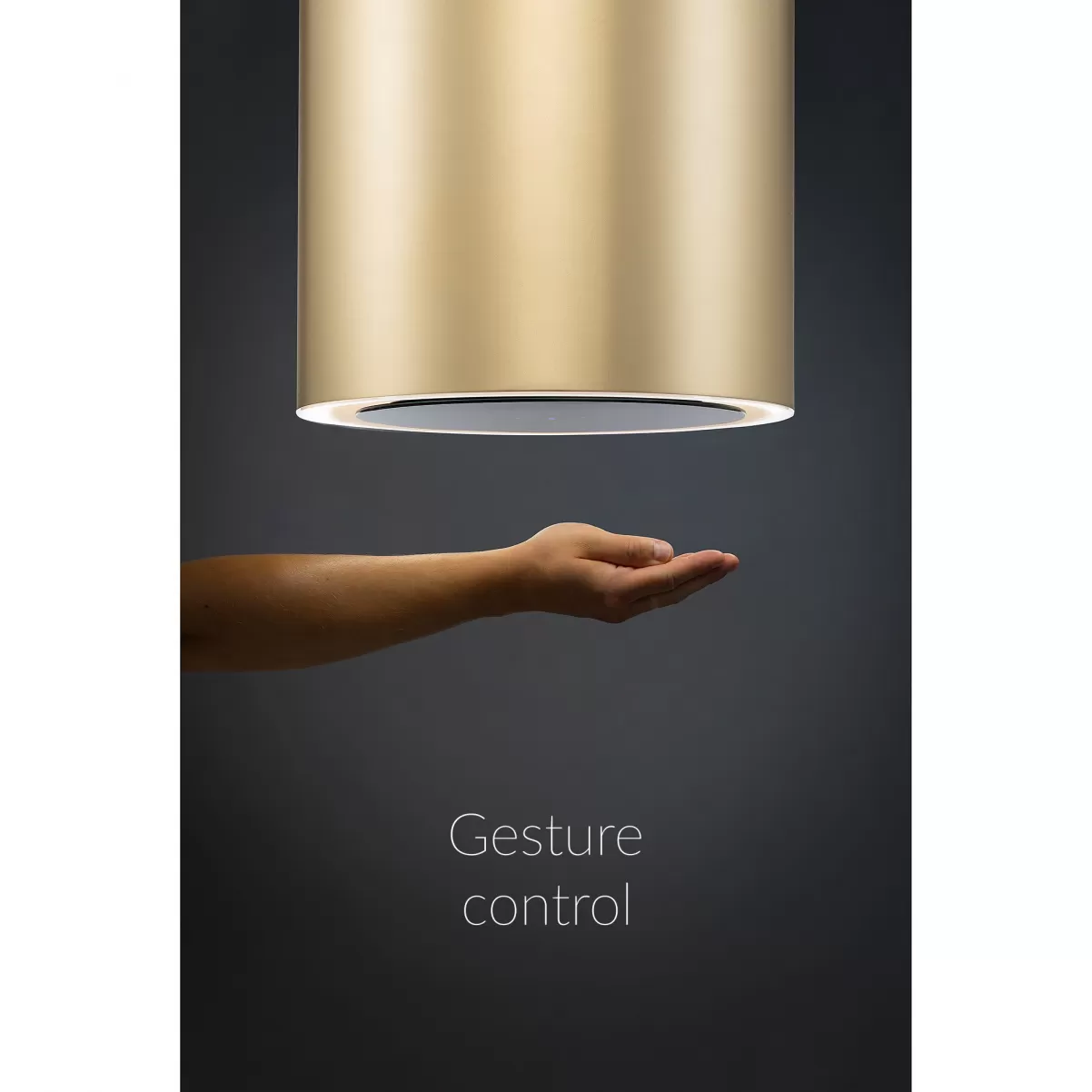 Frithængende cylinder emhætte guld steel/messing 40cm| MONARC|Premium line