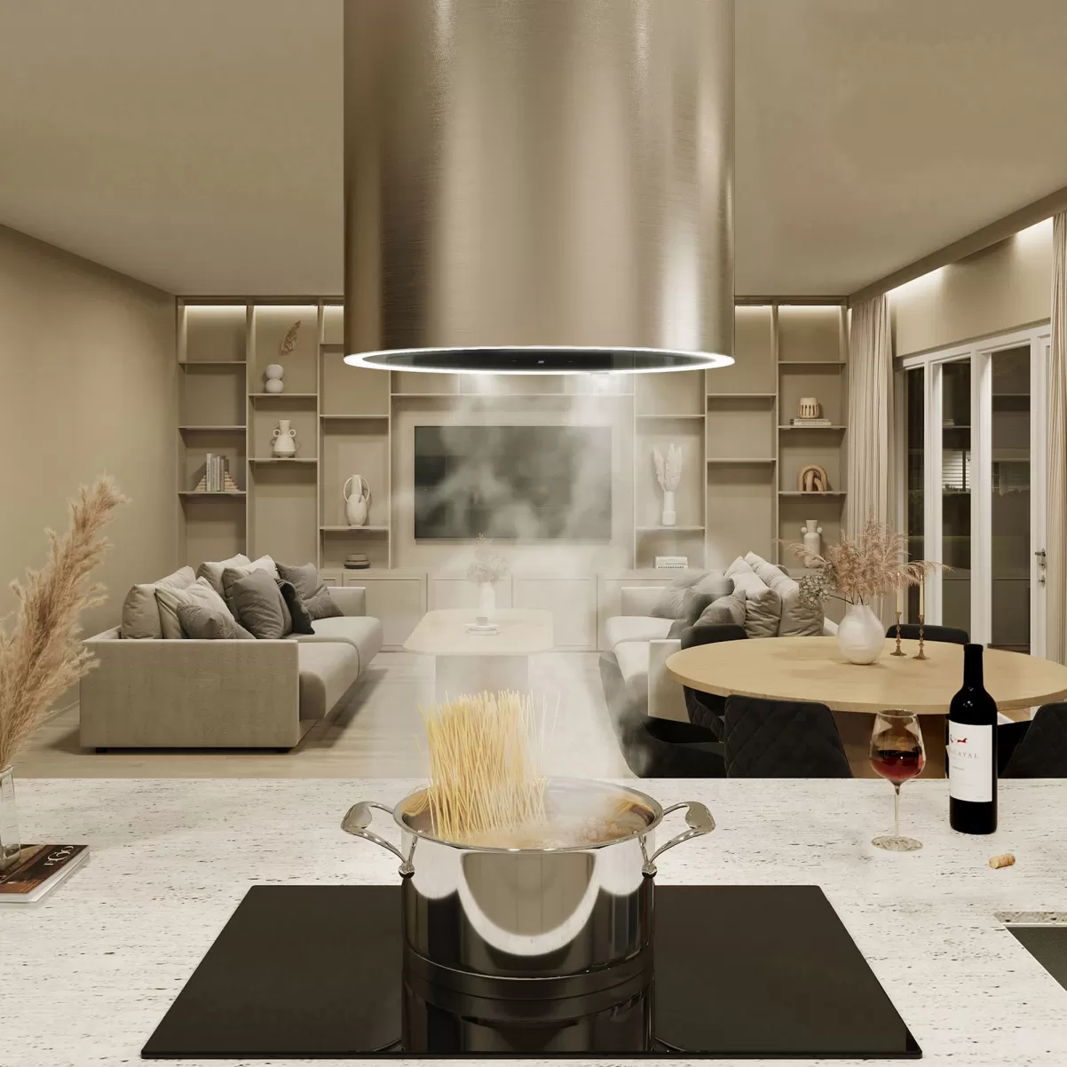 Frithængende cylinder emhætte guld steel/messing 40cm| MONARC|Premium line