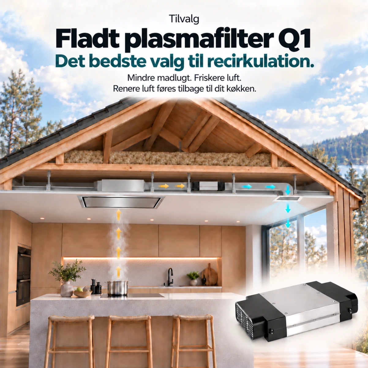 Loftemhætte hvid + omkring LED-belysning | PURE| Premium line
