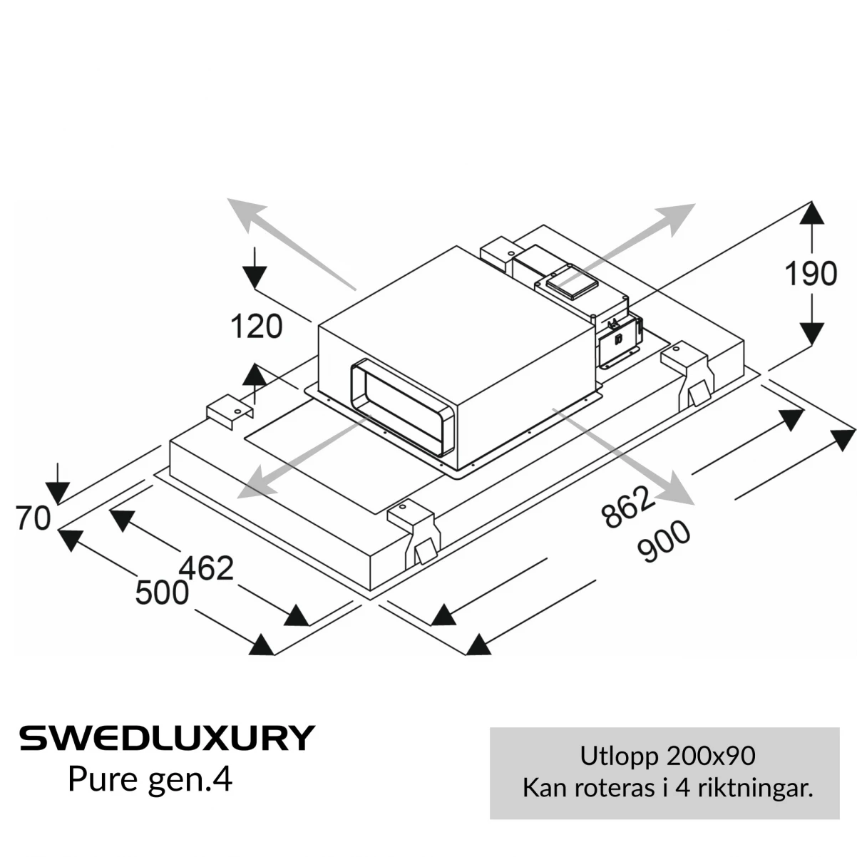 Loftemhætte hvid + omkring LED-belysning | PURE| Premium line