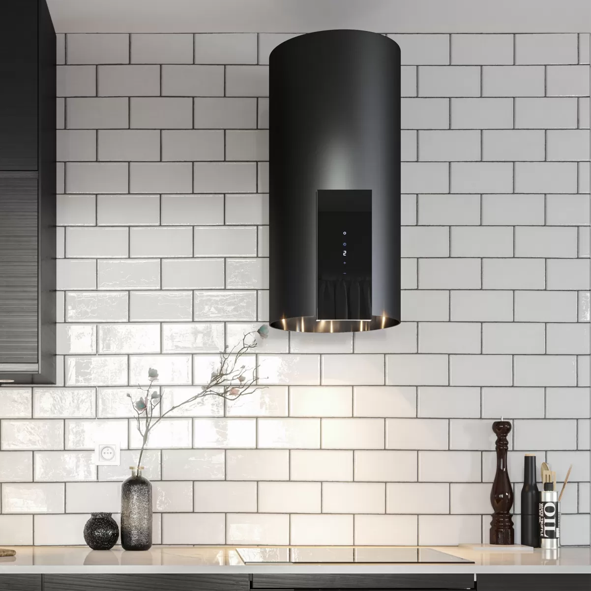 Væghængte emhætte sort 40cm cylinderformet |VOGUE|Design line