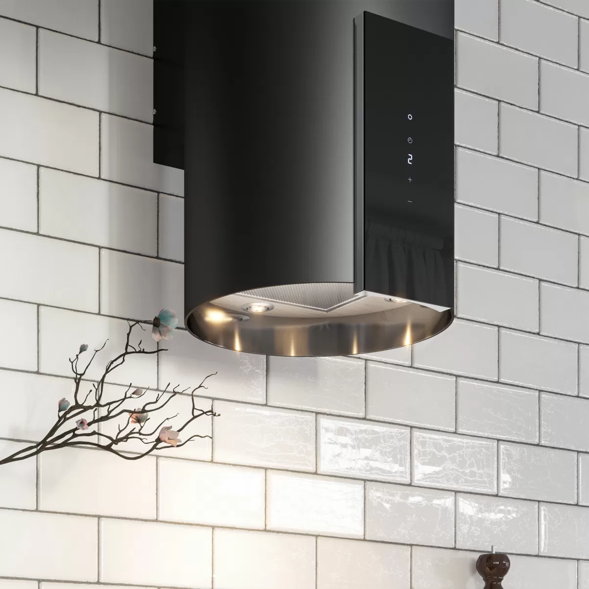 Væghængte emhætte sort 40cm cylinderformet |VOGUE|Design line