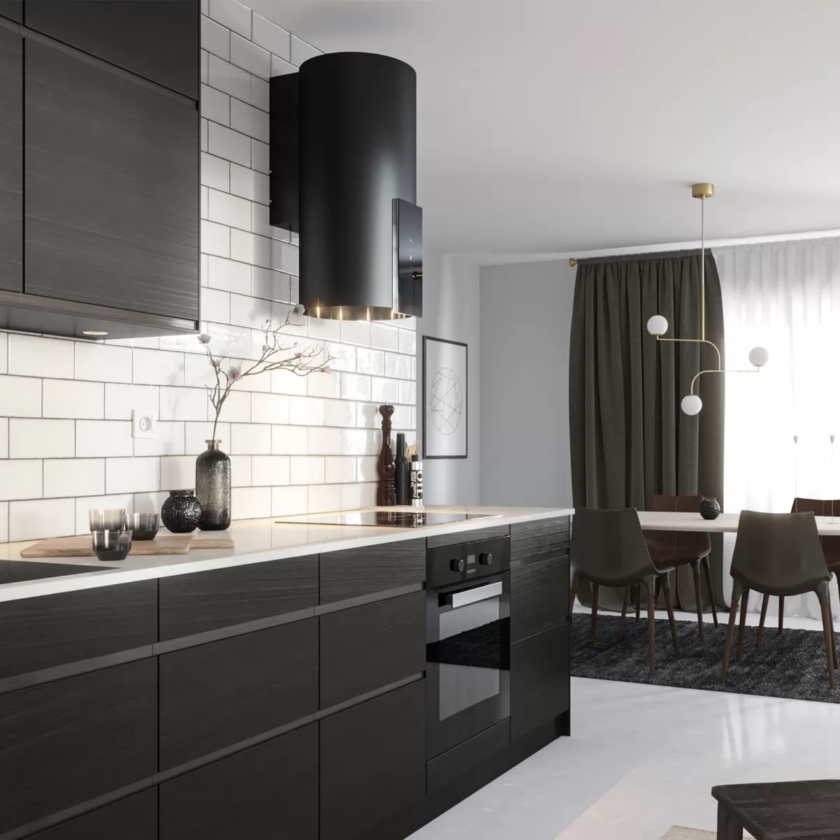 Væghængte emhætte sort 40cm cylinderformet |VOGUE|Design line