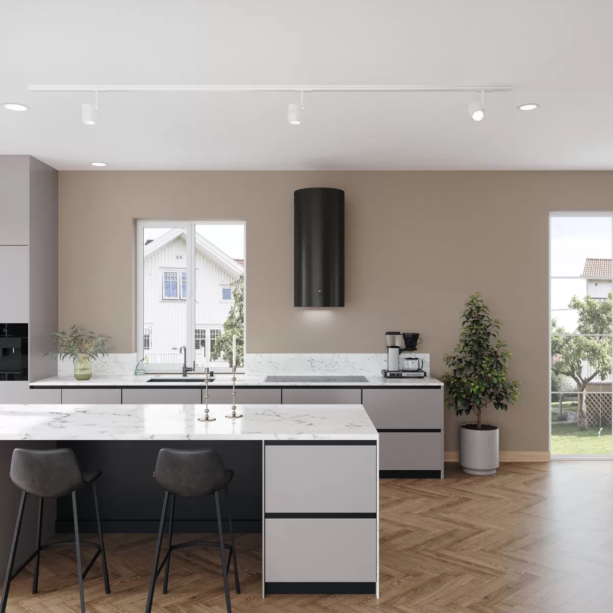 Væghængte emhætte sort/hvid 40cm cylinderformet |BALTIC