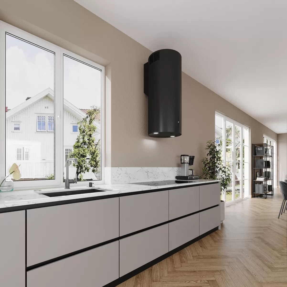 Væghængte emhætte sort/hvid 40cm cylinderformet |BALTIC