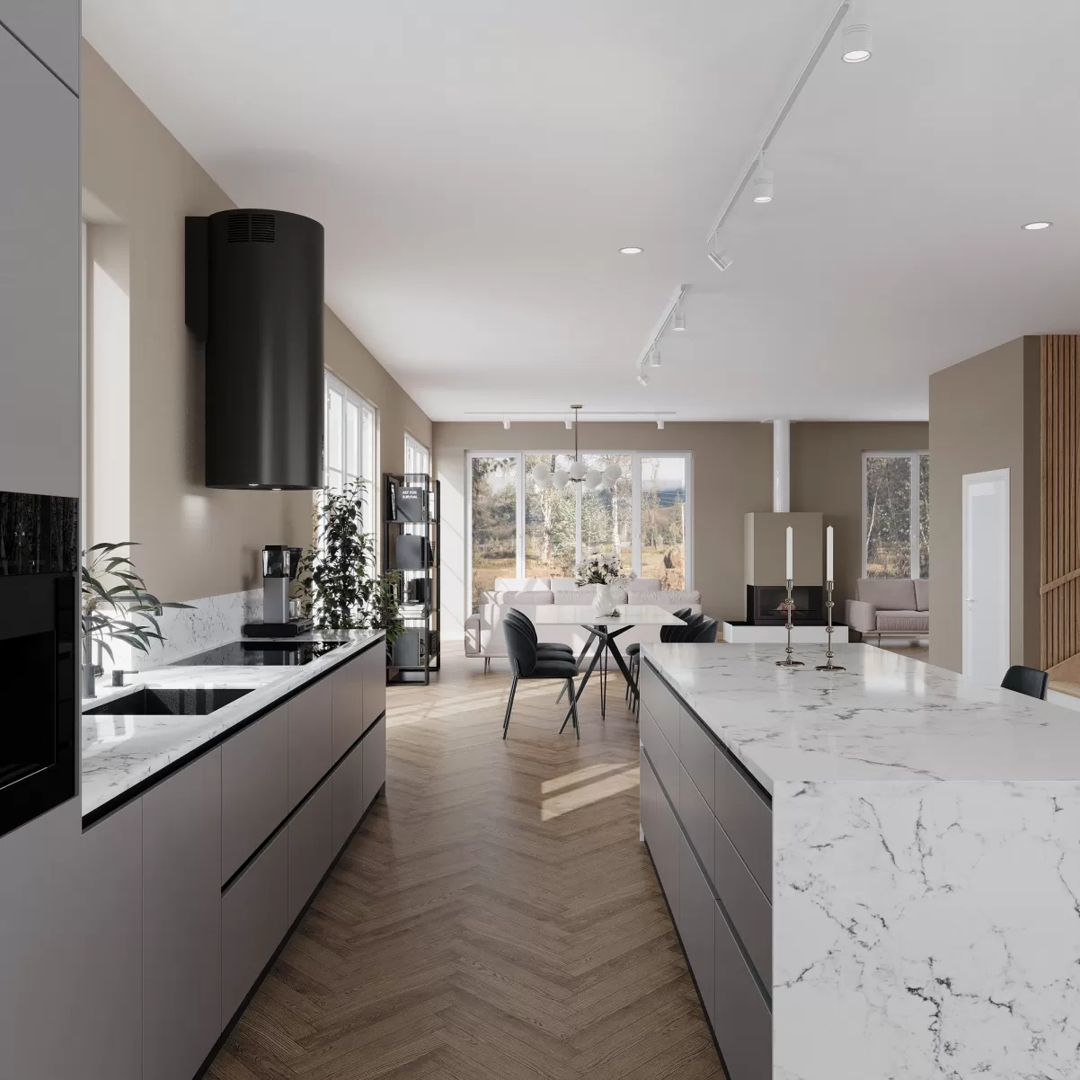 Væghængte emhætte sort/hvid 40cm cylinderformet |BALTIC