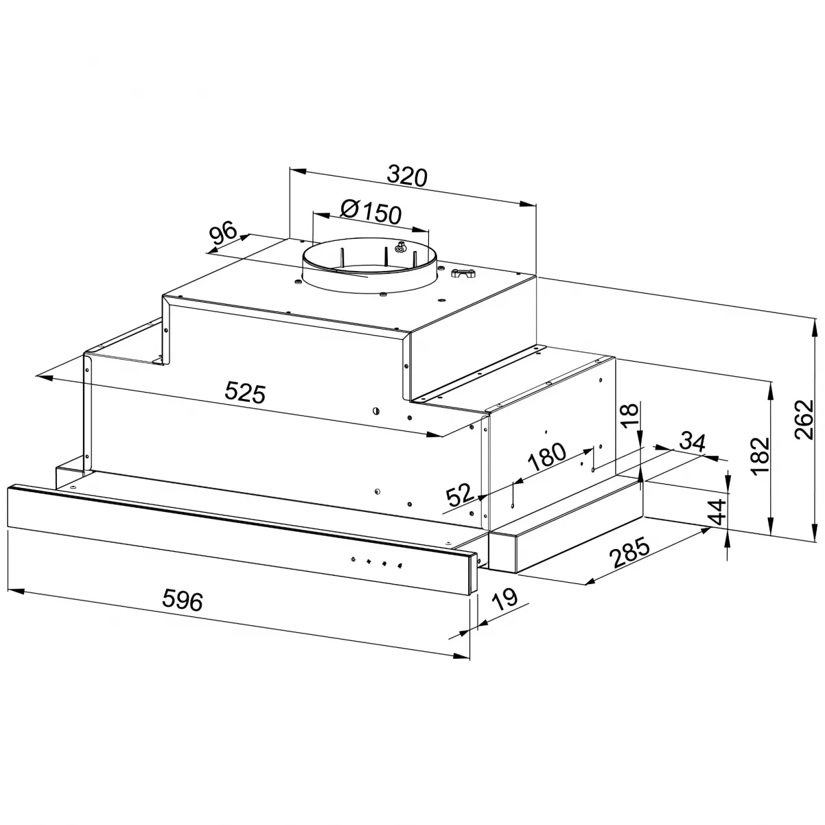 Udtræksemhætte sort mat + sort glas 60 cm |Helix