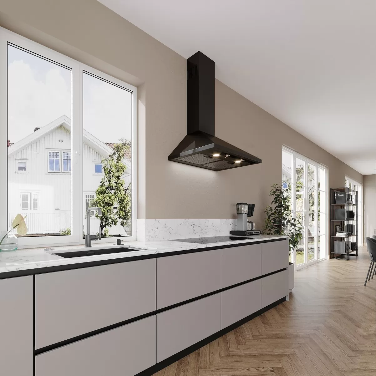 Væghængte emhætte sort  60cm|MARSHALL|Design line