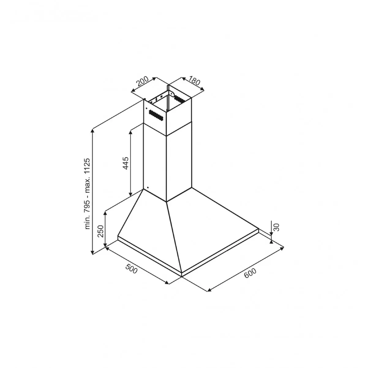 Væghængte emhætte sort  60cm|MARSHALL|Design line