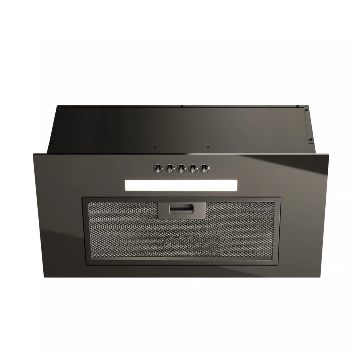 Indsatsemhætte hærdet sort glas 60cm|| TOVRE lyx