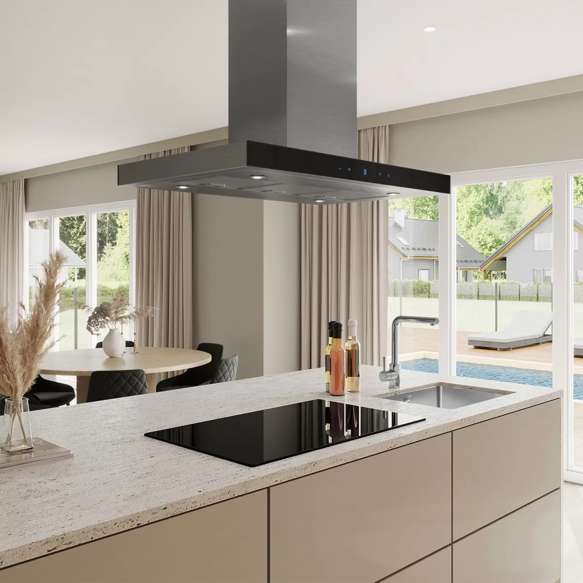 Frithængende emhætte rustfrit stål 90cm| VERDE|Premium line