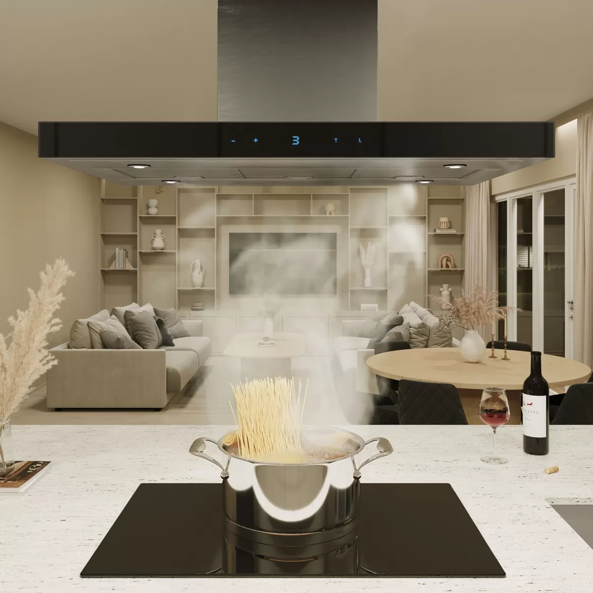 Frithængende emhætte rustfrit stål 90cm| VERDE|Premium line